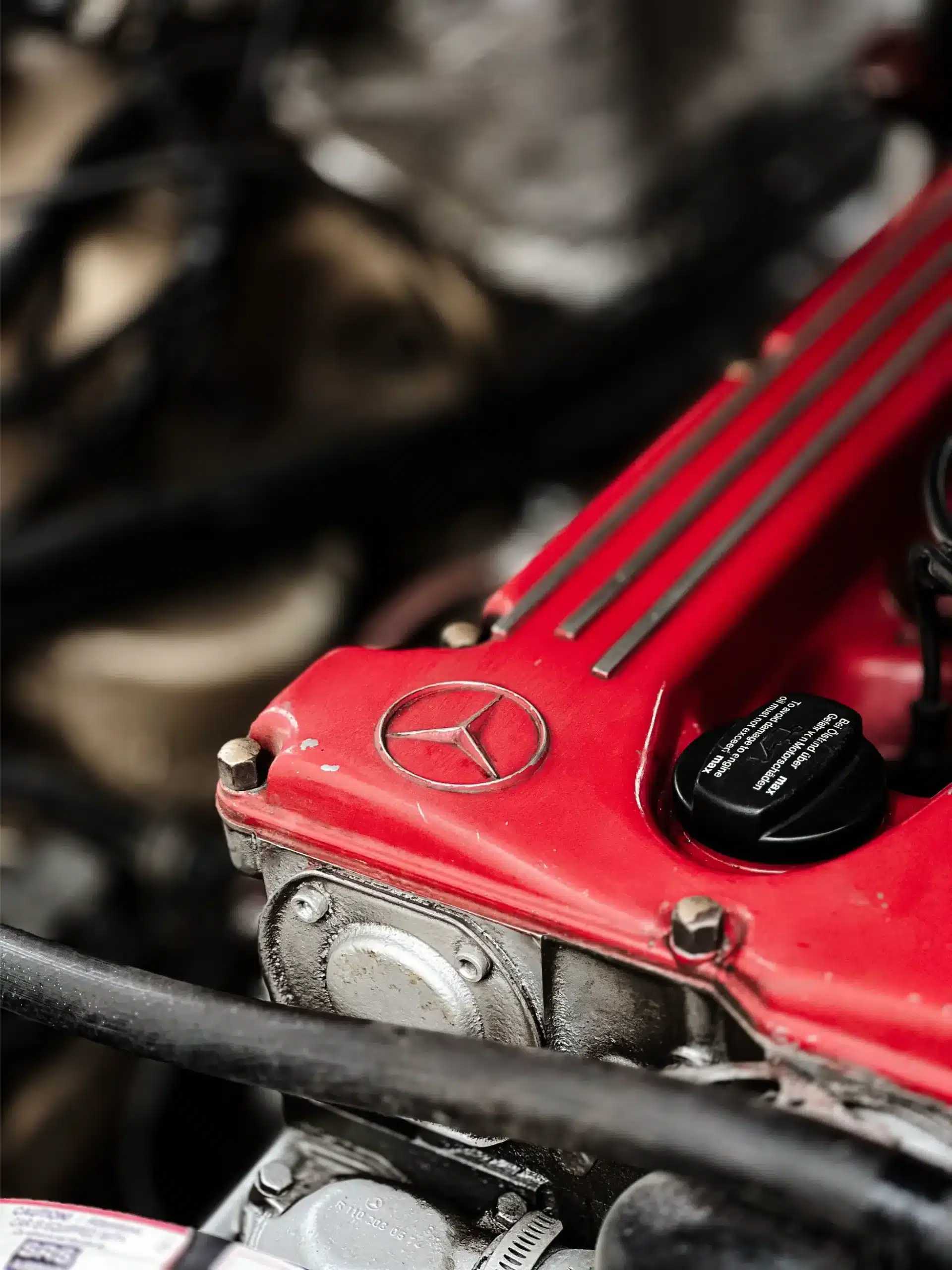 Mercedes-Benz engine components and diagnostic inspection for performance repairs.